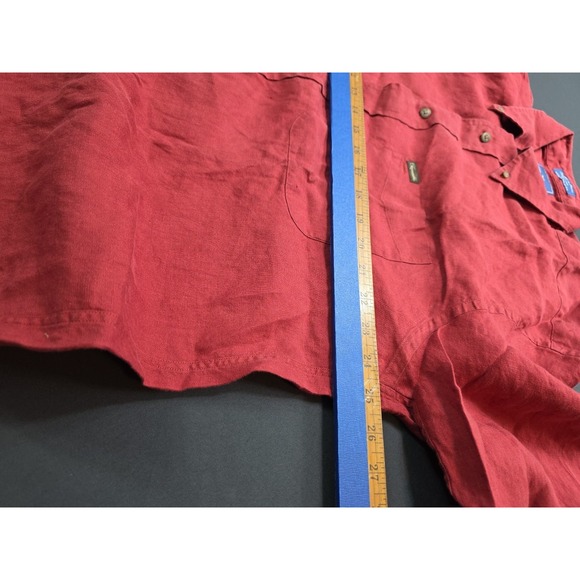 Faconnable 100% Linen Button Down Shirt Men's L  Coral Long Sleeve Shirt... - Picture 5 of 8